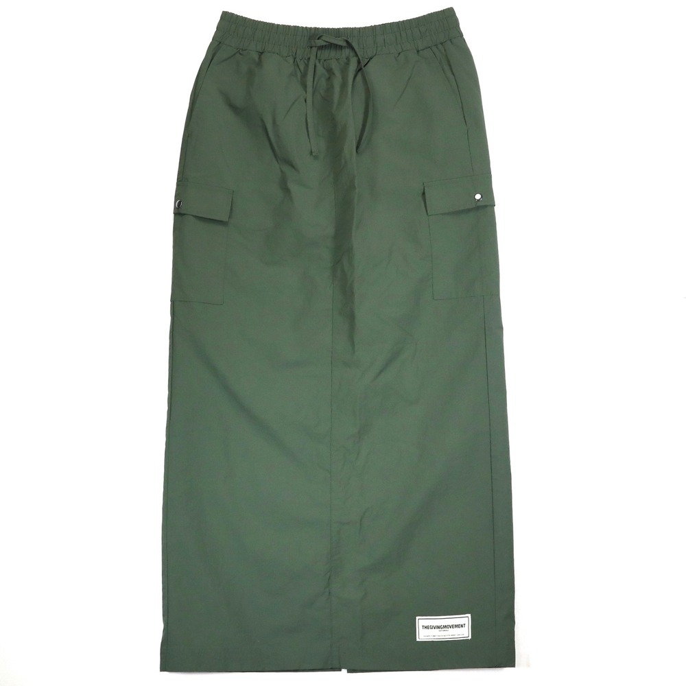 The Giving Movement Cargo Maxi Skirt Womens L Green Nylon Sustainable Streetwear